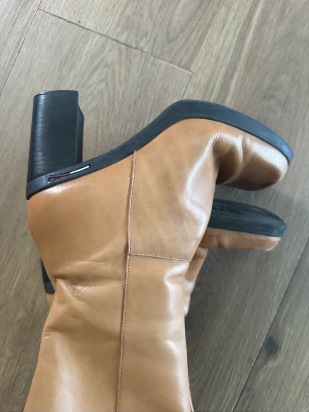 Tommy Hilfiger Camel/Tan Leather Over-the-Knee Block Heel Boots